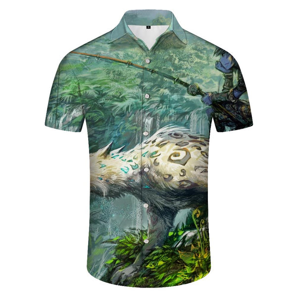 
Men's short sleeve button down shirt loose fit cartoon comic print Hawaiian shirt summer casual beach work shirt summer
                