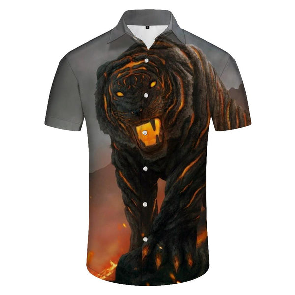 
Stone Art Tiger Fun Men Regular Casual Loose Short Sleeve Shirt Hawaiian Button Lapel Pocket Tropical Shirt Short Sleeve Summer
                