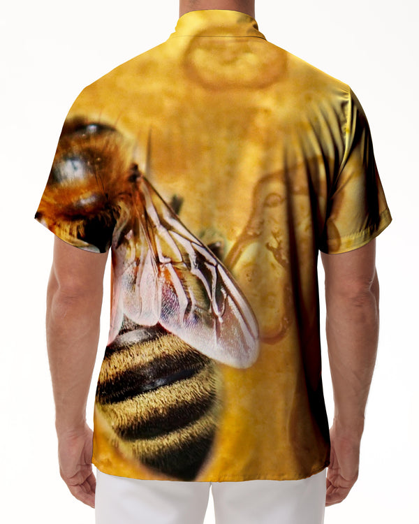 
Bee Print Men's Casual Short Sleeve Button Shirt Tops Beach Shirt Comfortable and Stylish
                