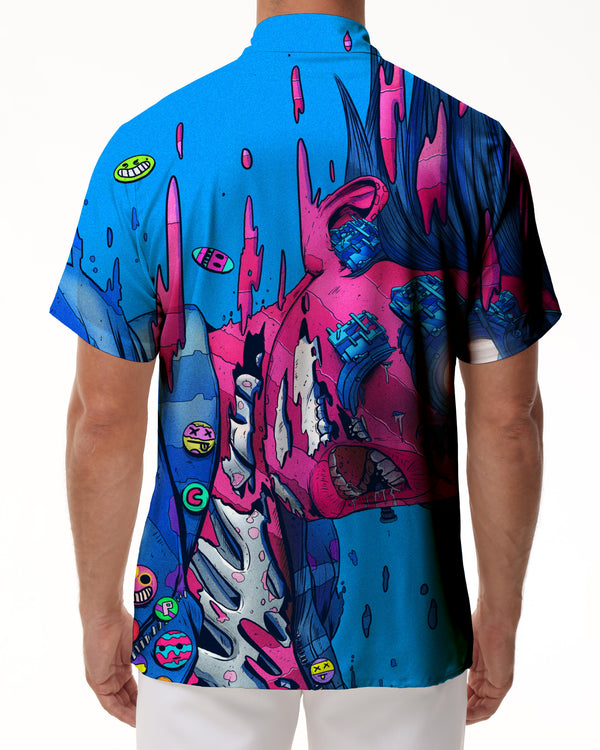 
Cool Christmas Music Punk Men's Hawaiian Shirt Short Sleeve Button Casual Shirt for Summer Beach Blue
                