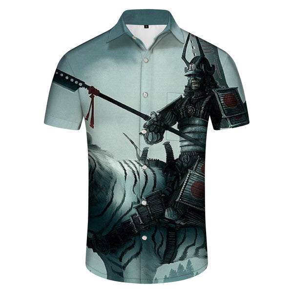 
Ancient Costume Soldier White Tiger Men's Button Shirt 3D Printed Pattern Four Seasons Hawaiian Pocket Shirt Classic Edition Short Sleeve
                