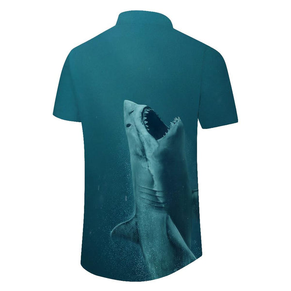 
Fierce Fun Art Shark Men's Casual Button Shirt Rainforest Short Sleeve Top Street
                