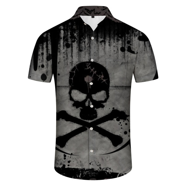 
Beach casual Hawaiian men's button print island skull fashion shirt short sleeve clothing
                