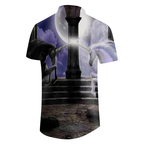
Unicornrn Magic Design Hawaiian Shirt Men's Casual Short Sleeve Top Button-up Regular Fit Shirt Four Seasons
                