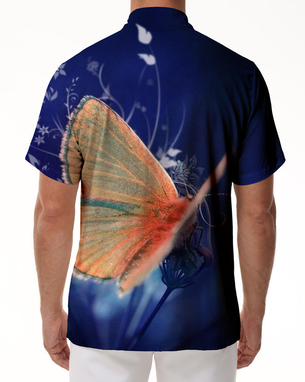 
Blue Tyangbutterfly 3d fashion print men's casual button down shirt short sleeve summer beach shirt short sleeve
                