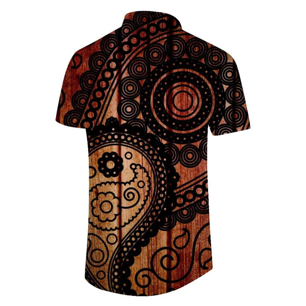 
Indian Pattern Men's Short Sleeve Print Hawaiian Tropical Four Seasons Button Pocket Shirt Casual Comfort Tops
                