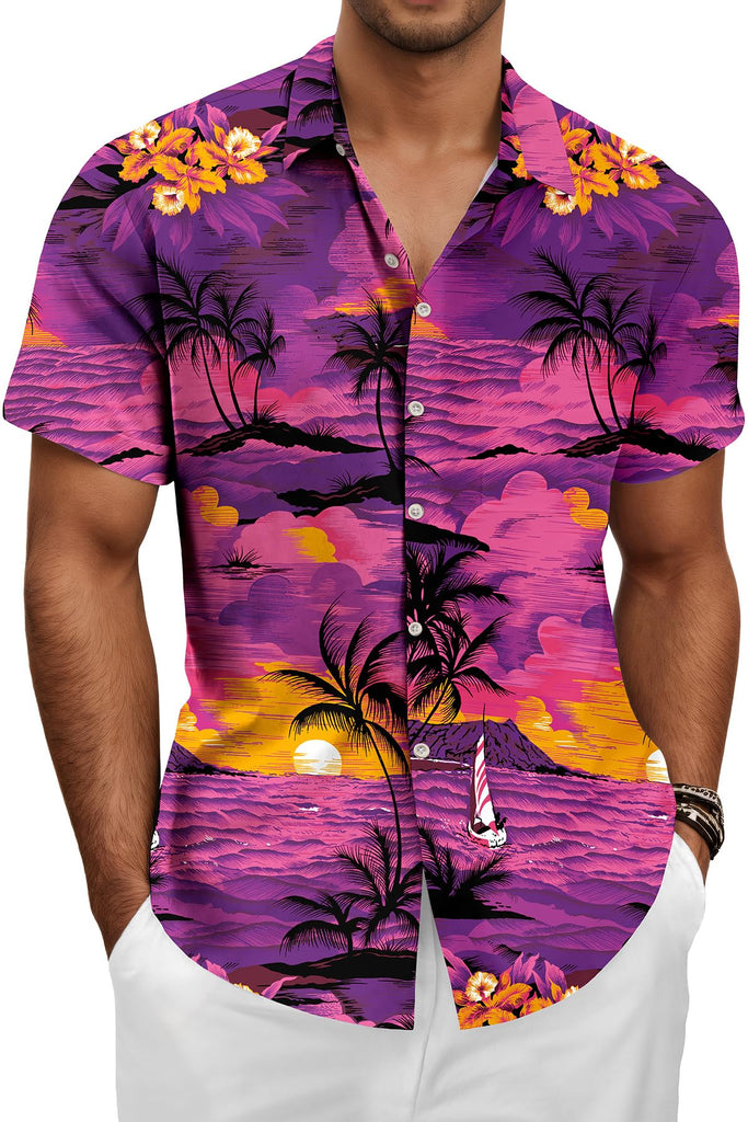 Hawaiian Shit for Men Beach Summer Mens Buton Down Short Sleeve Shit Tropical Vacation Casual Clothes
