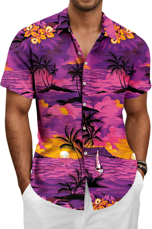 Hawaiian Shit for Men Beach Summer Mens Buton Down Short Sleeve Shit Tropical Vacation Casual Clothes
