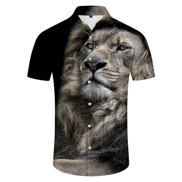 
Summer new men's shirt fierce lion 3d print animal pattern casual men's shirt fashionable loose men's shirt trendy men's shirt
                