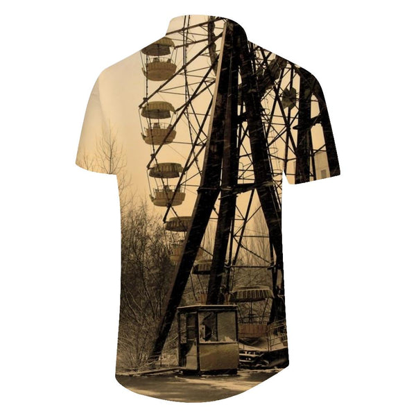 
Ferris Wheel Entertainment Men's Short Sleeve Loose Casual Shirt Holiday Beach Summer Tops with Pockets
                