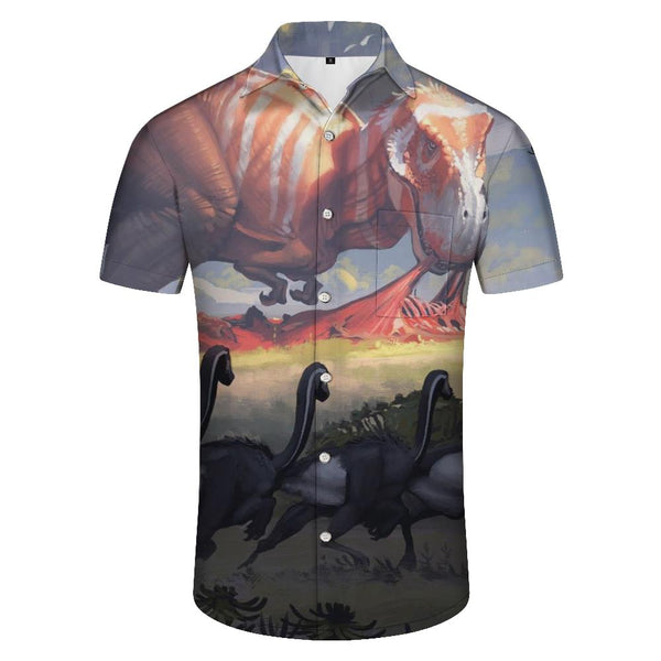 
Natural Survival Carnivore Dinosaur Era Men's 3D Digital Printing Casual Regular Loose Tropical Four Seasons Hawaiian Button Lapel Short Sleeve Shirt Pocket
                
