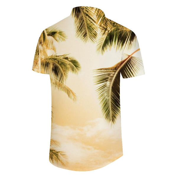 
Fashion summer vacation beach short sleeve tropical Hawaii men's casual loose button-down lapel short sleeve top
                