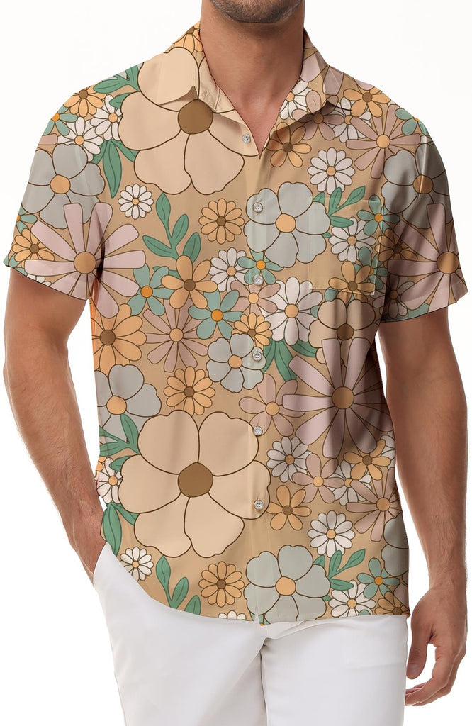 Floral Pattern Style Hawaiian Shirt Men Short Sleeve Printed Beach Shirt Summer Button Top Casual Suitable for Vacation Travel Party