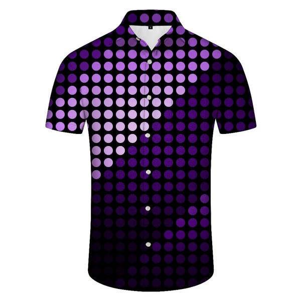 
New Geometric 3D Regular Gradient Print Short Sleeve Lapel Button Lapel Shirt Fashion Casual Resort Shirt Purple
                