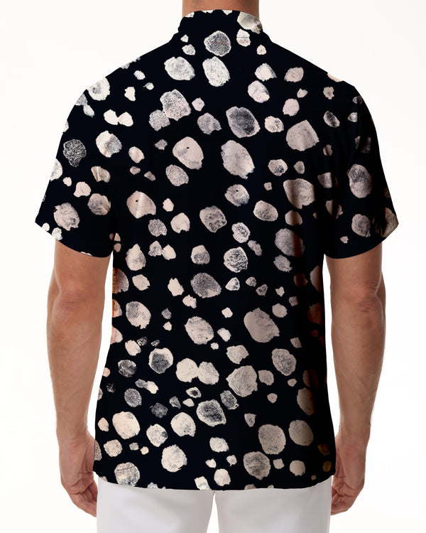 
Black fish fillet beach vacation men's casual tropical button-down Hawaiian loose lapel pocket short sleeve shirt outdoor
                