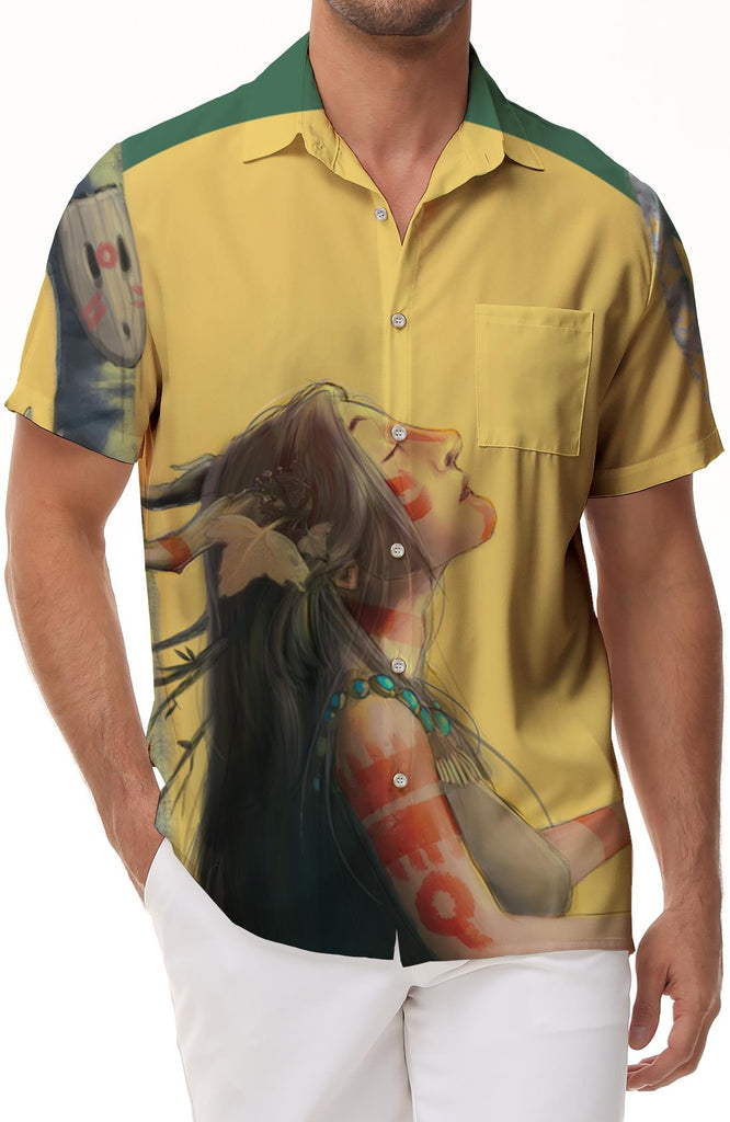 Loose Fit Mens Casual Hawaiian Shirt Button Short Sleeve Tropical Vacation Fun Mens Shirt