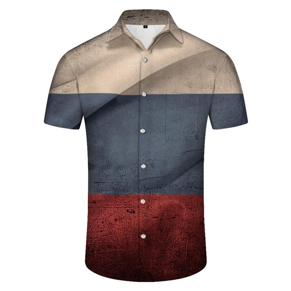 
Texas Retro Flag Men's Summer Casual Fashion Short Sleeve Button-Down Shirt with Single Pocket
                