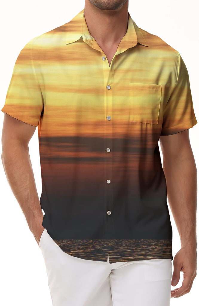 Men's Summer Tropical Hawaiian Shirt Caribbean Style Fun Button Short Sleeve Lapel Cruise Beach Cuban Shirt