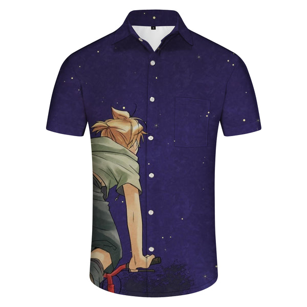 
Navy Blue Cartoon Anime Style Men's Casual Short Sleeve Shirt Hawaiian Tropical Beach Beach Button Shirt
                