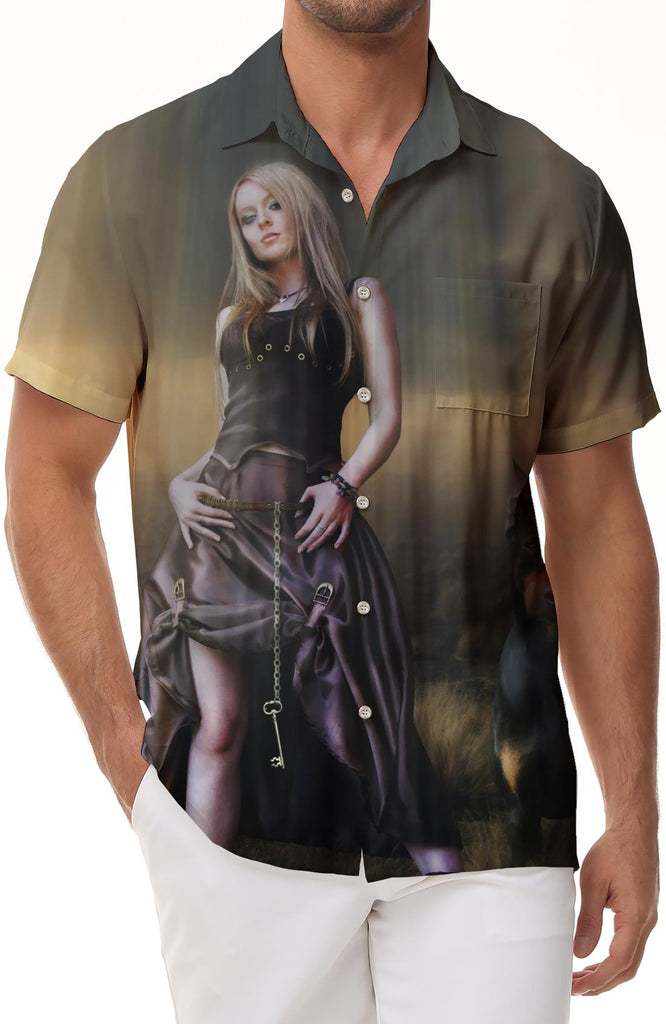 Cool 3D digital printing tropical summer Hawaiian button-down lapel pocket men's casual daily vacation seaside short-sleeved shirt beach