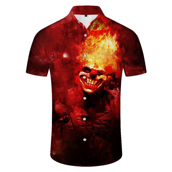 
Flame Heavy Metal Skull Stick Fashion Personalized Men's Casual Shirt Walking Suit Men's Sports Short Sleeve Shirt Clothing Tropical Art Exhibition
                