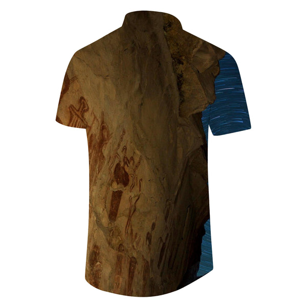 
3d print pattern abstract men's button-down retro personality lapel print casual shirt short sleeve shirt
                