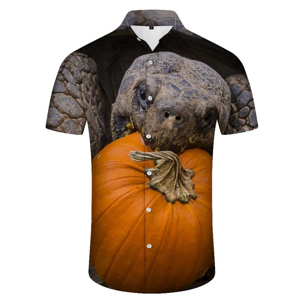 
Printed men's short-sleeved shirt Hawaiian clothing giant thousand-year-old turtle Hawaiian shirt top
                