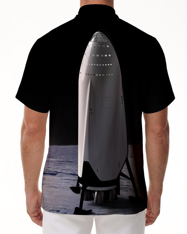 
Lapel summer new short-sleeved printed clothing astronaut men's digital printed pattern clothing men's casual tops summer short-sleeved black
                