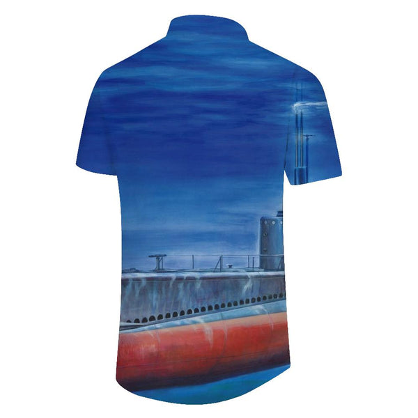 
Deep Sea Ship Hawaiian Button-lined Vacation Trend Casual Loose Men's Short Sleeve Shirt Beach Essential
                