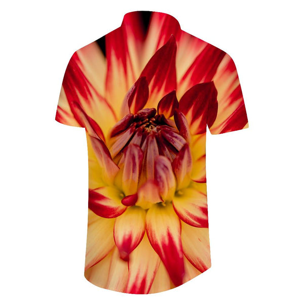 
Chrysanthemum Color Hawaiian Button Lapel Short Sleeve Shirt 3D Digital Printing Men's Fashion Retro Trend Shirt Button Short Sleeve Shirt
                