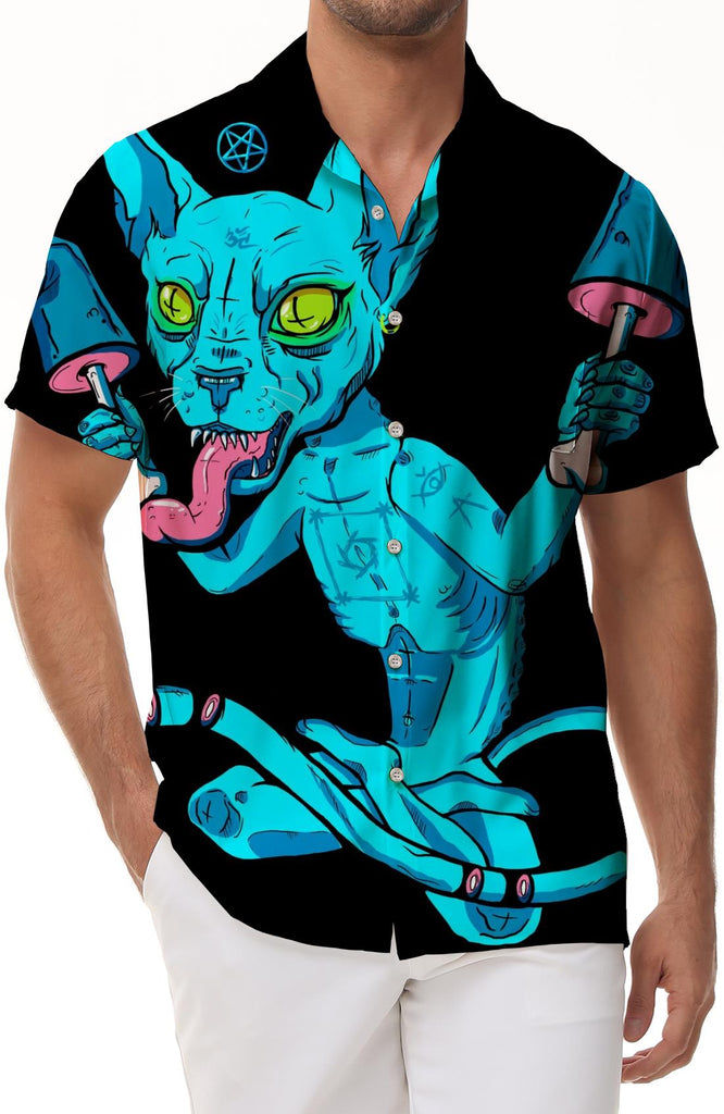 Alien funny cat fashion 3D printing short sleeve men's clothing comfortable breathable street cute pet pattern fashion tops