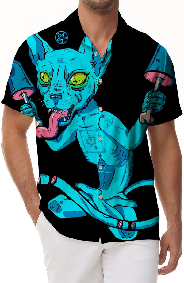 Alien funny cat fashion 3D printing short sleeve men's clothing comfortable breathable street cute pet pattern fashion tops