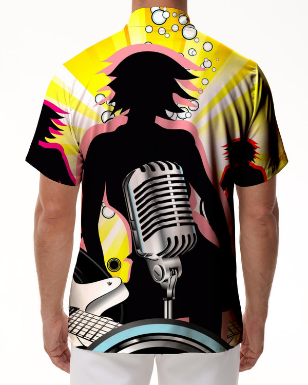 
Microphone with musical notes men's casual shirt short sleeve regular style fashion camping beach shirt tops
                