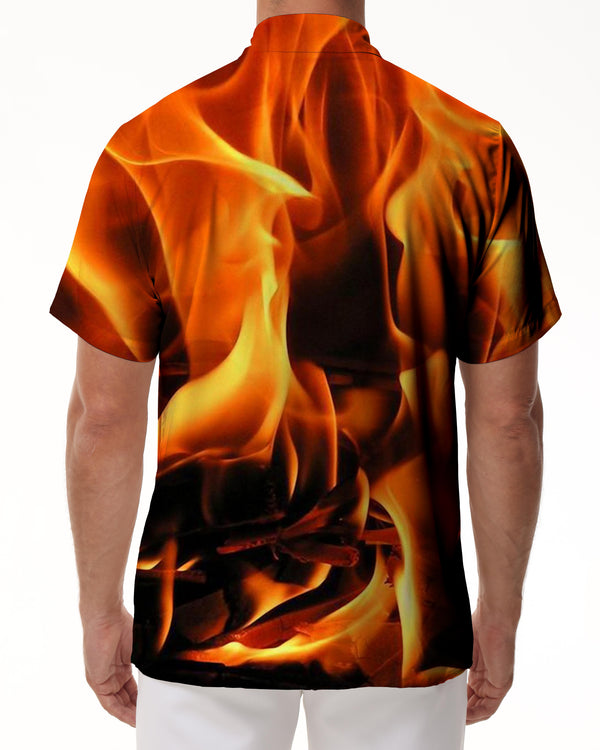 
Fashionable and colorful design, masculine flame print shirt, men's casual short sleeve Hawaiian button down
                