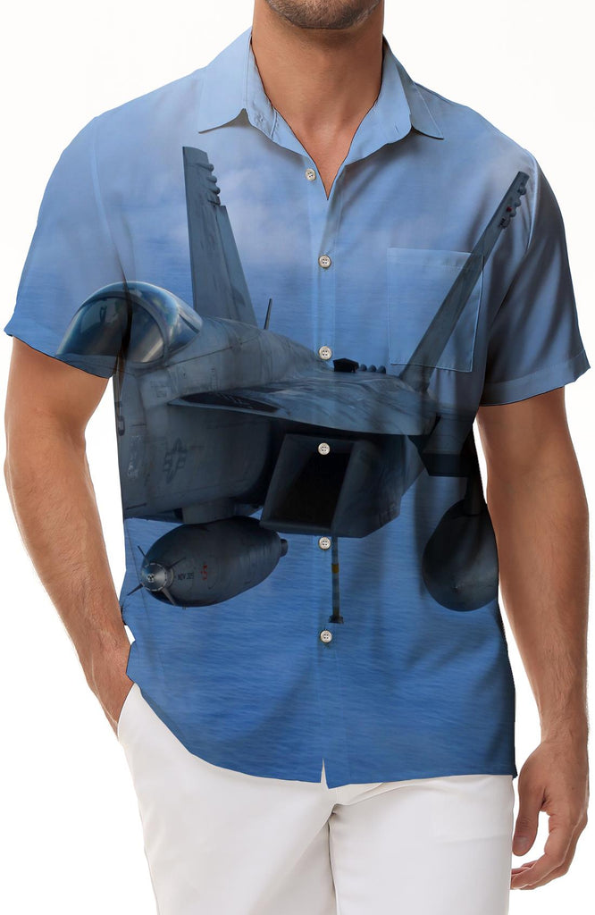 Navy Blue Warrior Series Printed Short Sleeve Shirt Men's Loose Casual Everyday Street Top Hawaiian Beachwear Blue