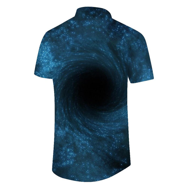 
Black hole star spiral digital printing innovative casual loose men's casual button shirt short sleeve Hawaiian pocket short sleeve shirt regular style
                