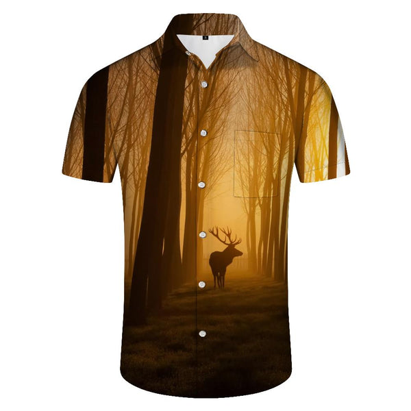 
Linsen Deer Print Shirt Animal Casual Summer Men's Shirt 3D Loose Shirt Short Sleeve Clothes
                