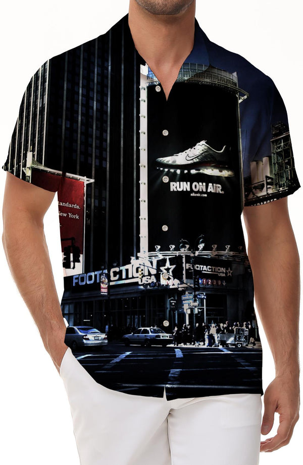 New York City Men's Casual Button Down Hawaiian Shirt Trendy Tropical Summer Outfit Men's Vintage Beach Wear