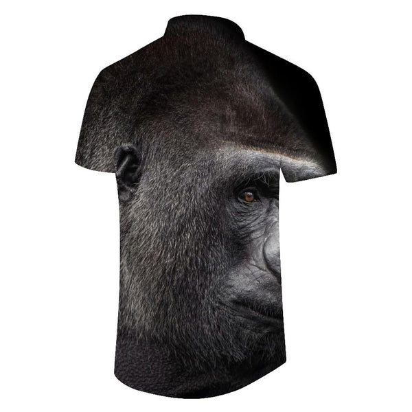 
3D printed monkey fashion style men's summer lapel short-sleeved hip-hop fashion funny Hawaiian rainforest shirt
                