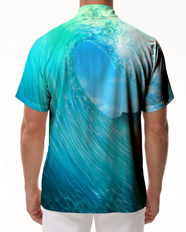 
New ocean short sleeve print shirt natural touch button soft transparent casual pocket fashion short sleeve shirt top
                