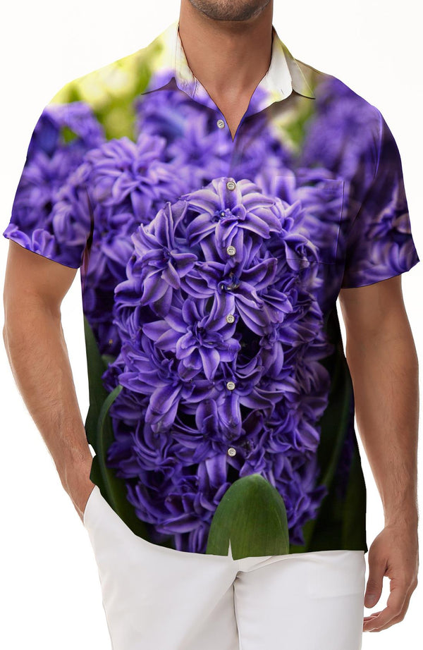Men's Loose Regular Fit Polyester Summer Fashion Comfortable Breathable Shirt Casual Short Sleeve Button Summer Beach Top