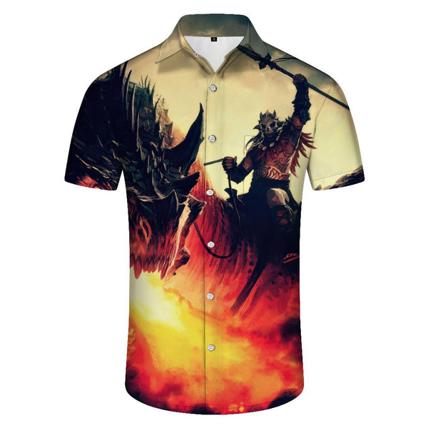 
Samurai General Armor Hawaiian Shirt Casual Loose Tropical Four Seasons Lapel Short Sleeve Shirt Men's Short Sleeve Button
                