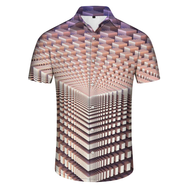
Geometric Shirt Hawaiian Button Men's Casual Shirt Beach Short Sleeve Suit Mixed Color Shirt
                