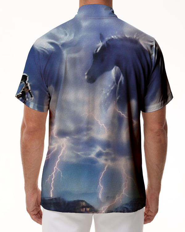 
Monster Lightning Light Print Men's Front Pocket Hawaiian Shirt Short Sleeve Button-Up Beach
                
