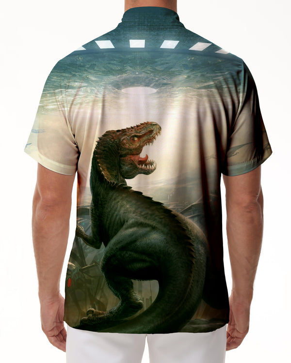 
Men's Polyester Tree Overlord Alien Spaceship Print Funny Short Sleeve Christmas Dinosaur Casual Fashion Comfortable Short Sleeve Shirt Breathable
                