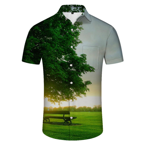 
Landscape Fun Nature Hawaiian Button Down Lapel Men's Casual Shirts for All Seasons and Occasions
                