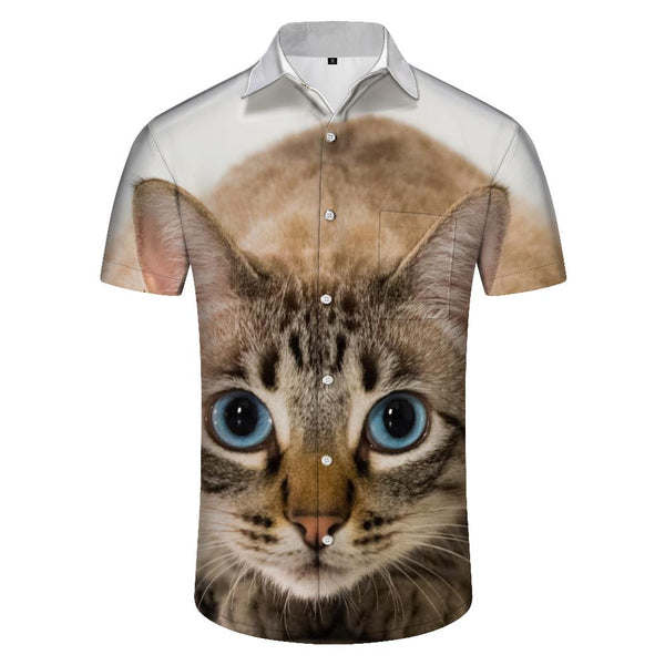 
Men's Casual Button Short Sleeve Tropical 3D Digital Print Animal Cat Pattern Shirt Beach Top Hawaiian Shirt
                