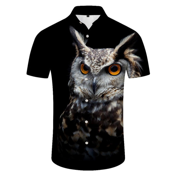 
Men's Black Owl Hawaiian Shirt Casual Short Sleeve Beach Shirt Casual Tops Summer Clothes Lapel Shirt
                