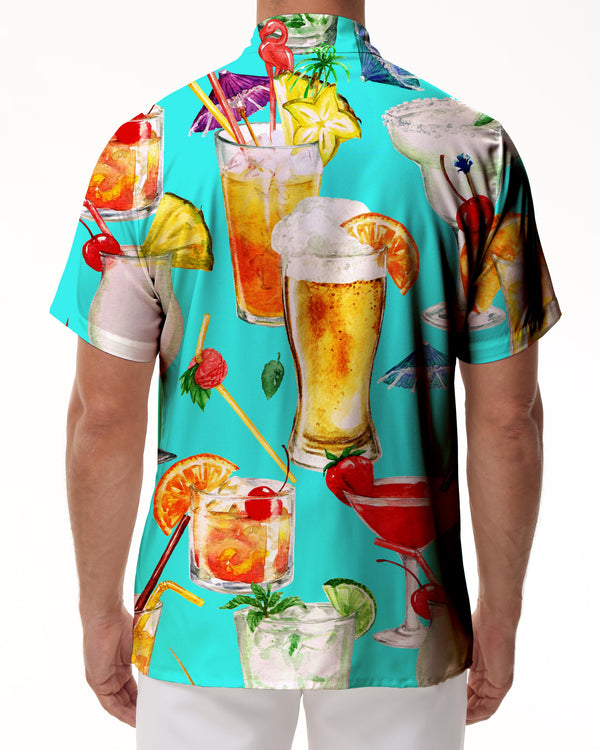 
Tropical summer drinks 3d digital printing casual men's fun cool fashion Hawaiian beach short sleeves
                