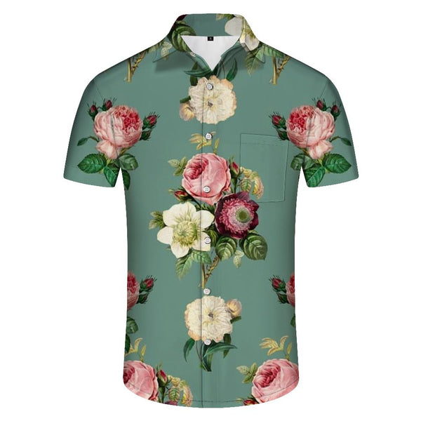 
Vintage Style Floral Print Men's Polyester Shirt Short Sleeve Button Shirt Vacation Hawaiian Shirt Tops
                